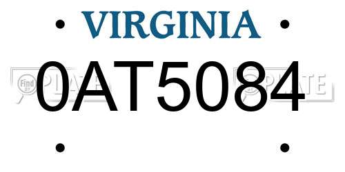 0AT5084 Virginia License Plate