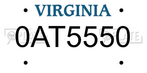 0AT5550 Virginia License Plate