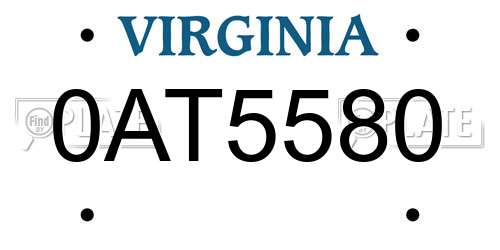 0AT5580 Virginia License Plate