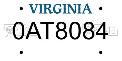 0AT8084 Virginia License Plate