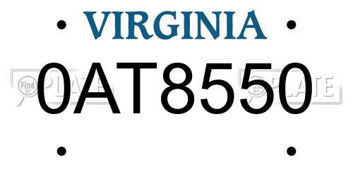 0AT8550 Virginia License Plate