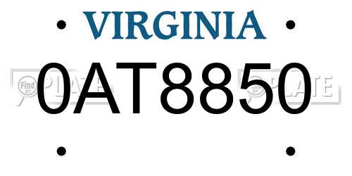 0AT8850 Virginia License Plate