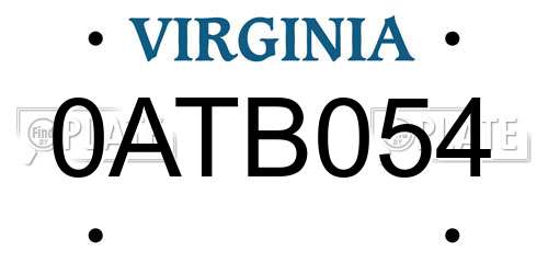0ATB054 Virginia License Plate