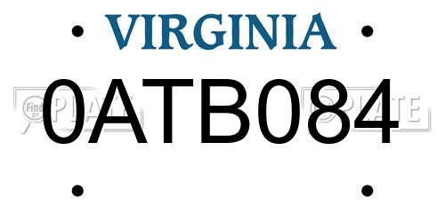 0ATB084 Virginia License Plate