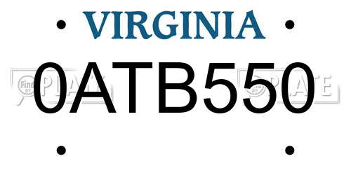 0ATB550 Virginia License Plate