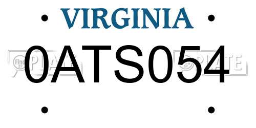 0ATS054 Virginia License Plate