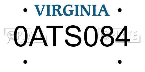 0ATS084 Virginia License Plate