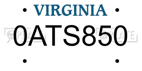 0ATS850 Virginia License Plate