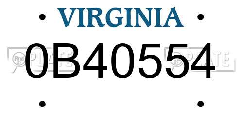 0B40554 Virginia License Plate