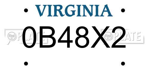 0B48X2 Virginia License Plate