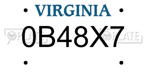 0B48X7 Virginia License Plate
