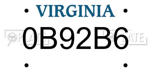 0B92B6 Virginia License Plate