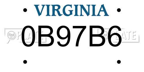 0B97B6 Virginia License Plate