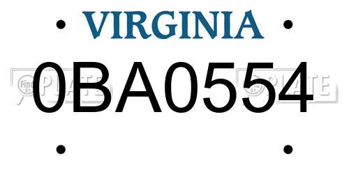 0BA0554 Virginia License Plate