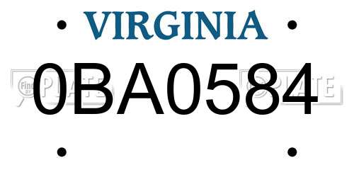 0BA0584 Virginia License Plate