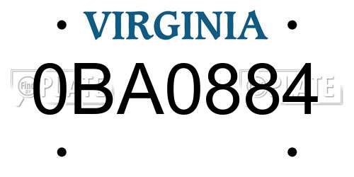 0BA0884 Virginia License Plate