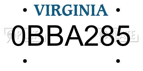 0BBA285 Virginia License Plate