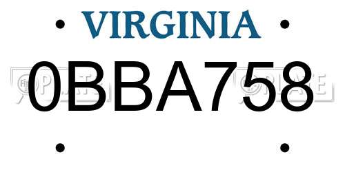0BBA758 Virginia License Plate