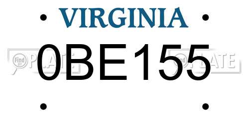0BE155 Virginia License Plate