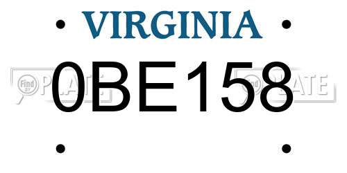 0BE158 Virginia License Plate