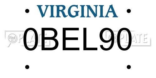 0BEL90 Virginia License Plate
