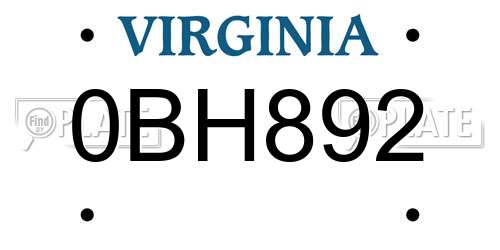 0BH892 Virginia License Plate