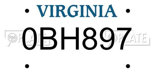 0BH897 Virginia License Plate