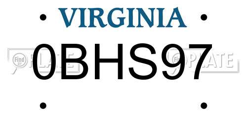 0BHS97 Virginia License Plate