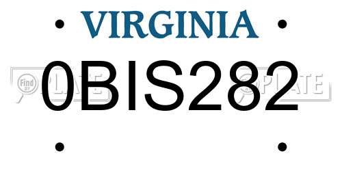 0BIS282 Virginia License Plate