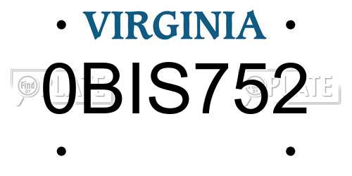 0BIS752 Virginia License Plate