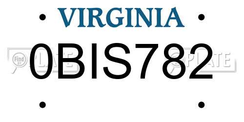 0BIS782 Virginia License Plate