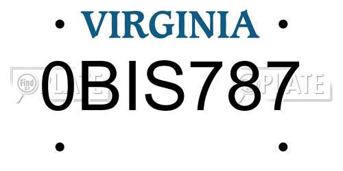 0BIS787 Virginia License Plate