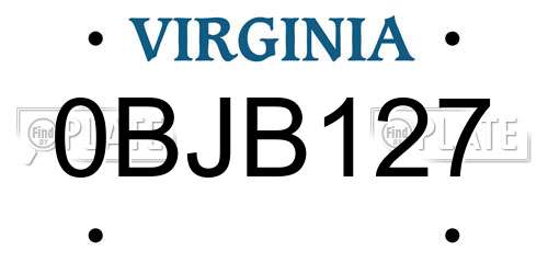 0BJB127 Virginia License Plate