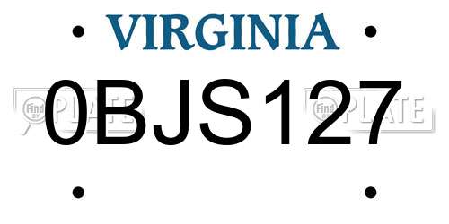 0BJS127 Virginia License Plate