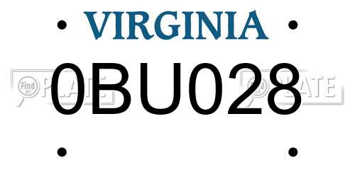 0BU028 Virginia License Plate