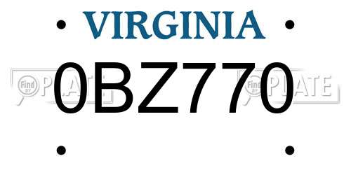0BZ770 Virginia License Plate
