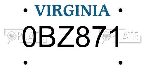 0BZ871 Virginia License Plate