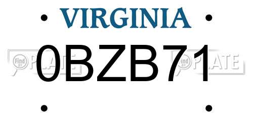 0BZB71 Virginia License Plate