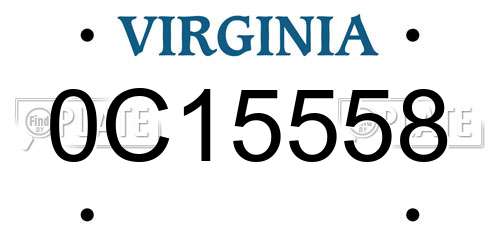 0C15558 Virginia License Plate