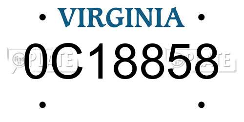 0C18858 Virginia License Plate
