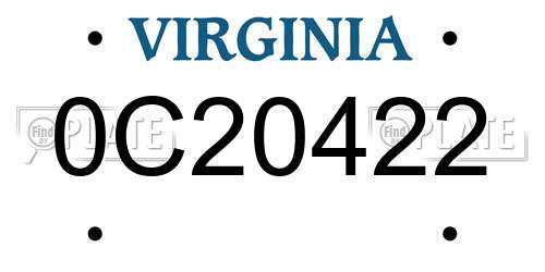 0C20422 Virginia License Plate
