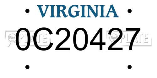 0C20427 Virginia License Plate