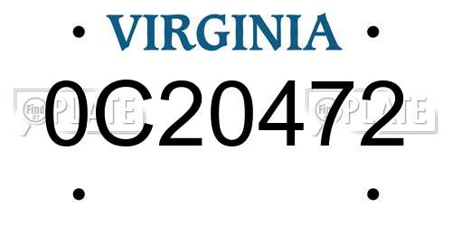 0C20472 Virginia License Plate