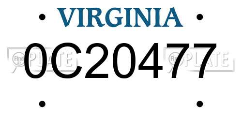 0C20477 Virginia License Plate