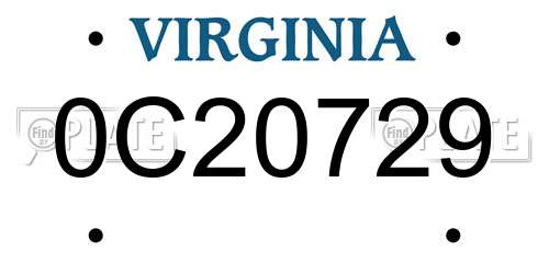 0C20729 Virginia License Plate