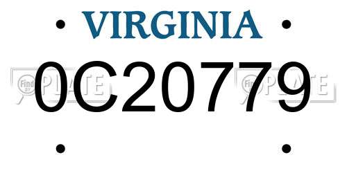 0C20779 Virginia License Plate