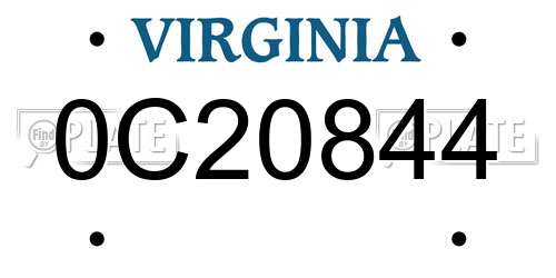 0C20844 Virginia License Plate