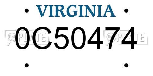 0C50474 Virginia License Plate