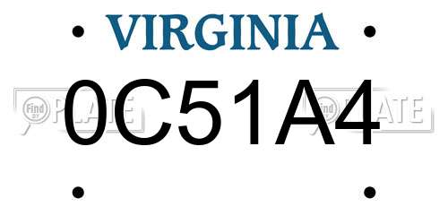 0C51A4 Virginia License Plate
