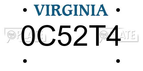 0C52T4 Virginia License Plate